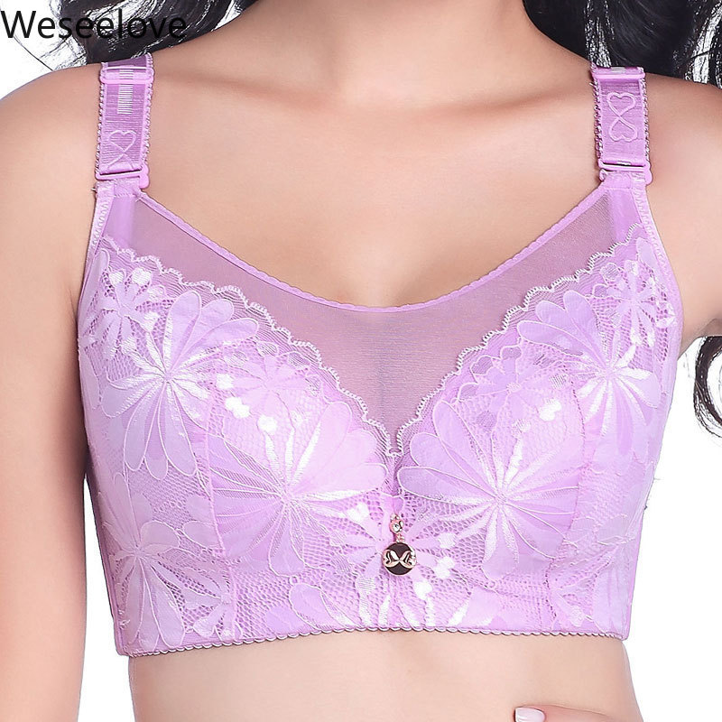 

Plus Size Bra Push Up Bra Gather Adjustable Lingerie Bras for Women Soutien Gorge Femme Plus Size Women Soutien Gorge E104-2, Black