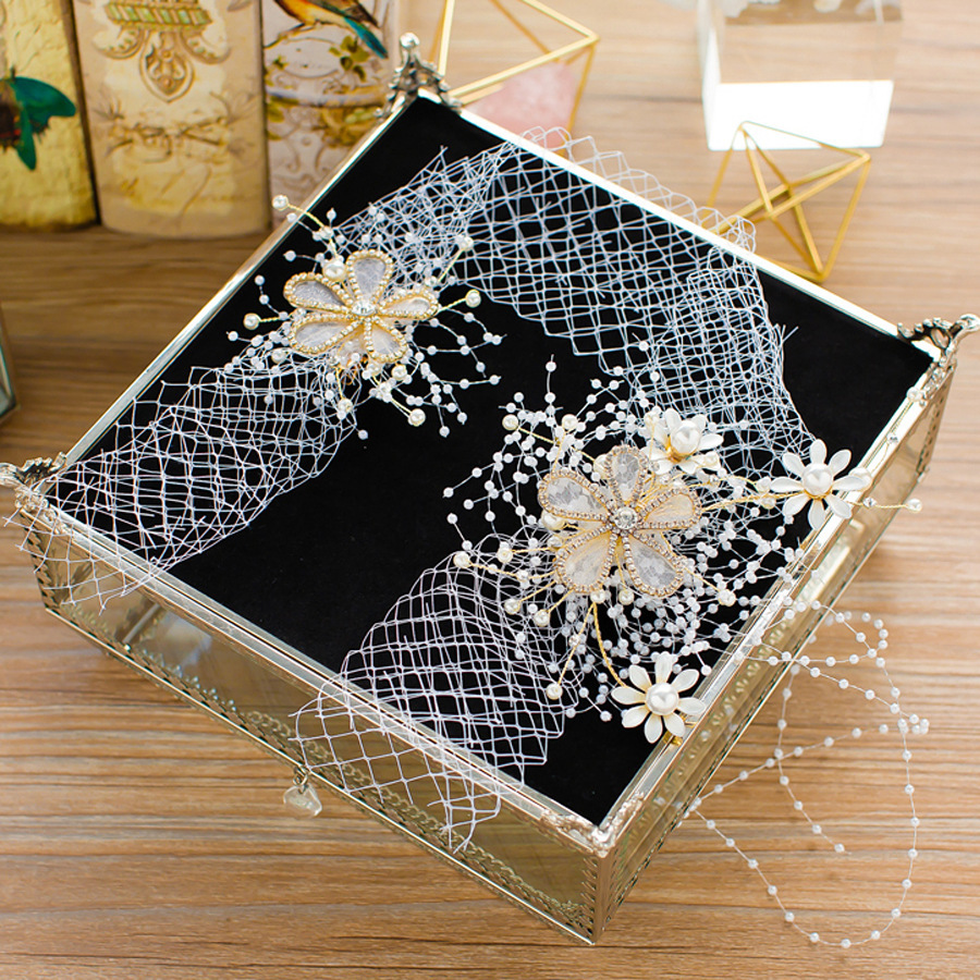 

Bride Headwear Korean Hair Band Gauze Manual A String Of Beads Rhinestone Alloy Flower Marry Gift Modeling Allotment Headwear