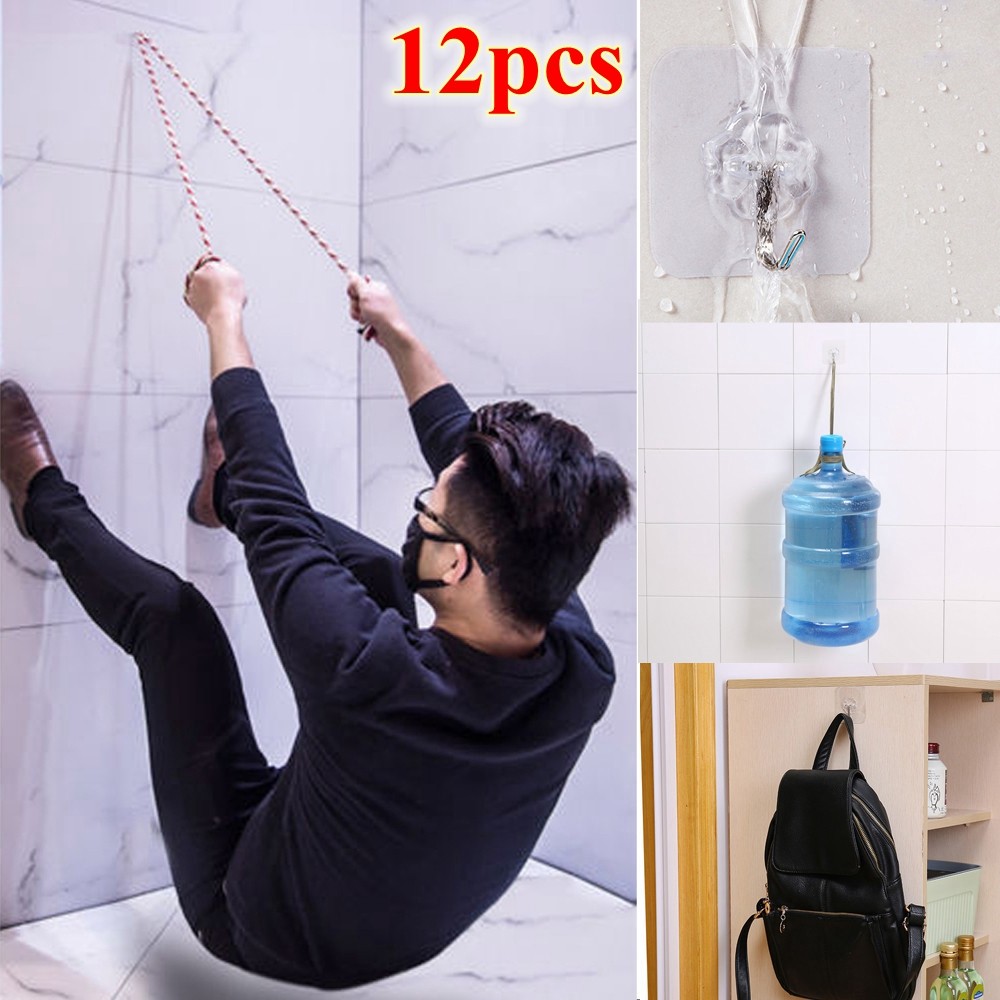 

12pcs Hanger Sucker Suction Strong Transparent Suction Cup Sucker Wall Hooks Hanger For Kitchen Bathroom 6*6cm 2019 Hot Sale