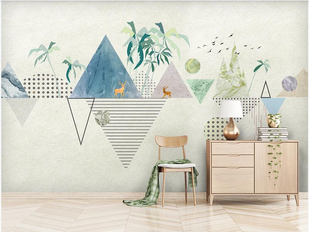 

3d wallpaper custom photo murals Nordic modern minimalist personality geometric mural elk TV background wall decor wall art pictures, Non-woven fabric