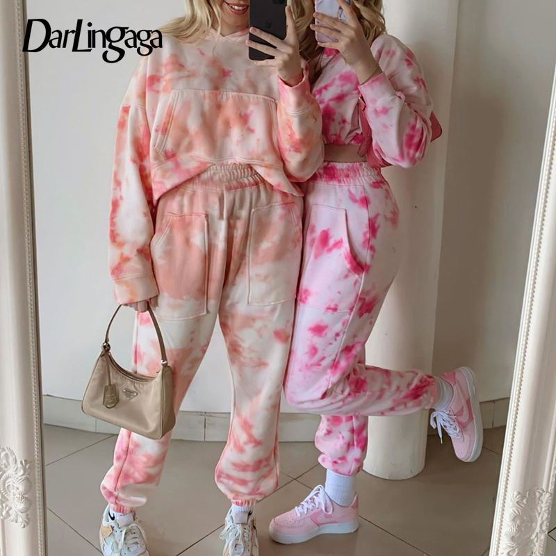

Darlingaga Fashion Tie Dye Sweatpants Women Joggers High Waist Pants Pockets Streetwear Baggy Harem Pants Bottom Pantalon Femme, Orange