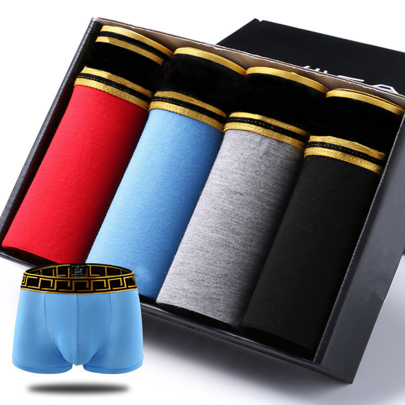 

Brand Designer Men's Underwear Quality Sexy Cotton Men 4pcs Lot Boxers Breathable Mens Underwear Branded Boxers Logo Underwear Male Boxer, Color 1