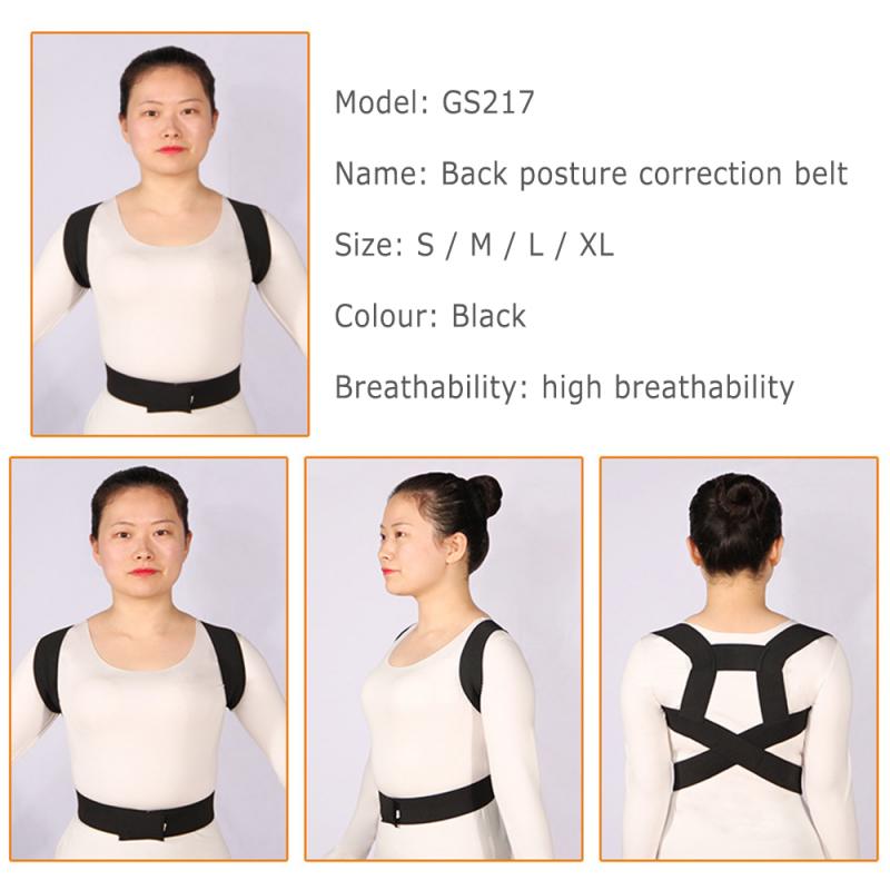 

New Brace Support Belt Adjustable Back Posture Corrector Clavicle Spine Back Shoulder Lumbar Posture Correction For Adult Unisex, Black