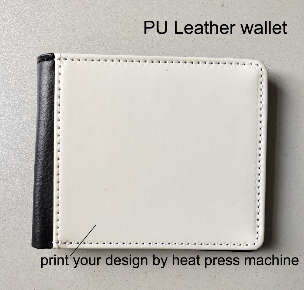 

PU Leather wallet Sublimation heat press Men's wallet purse can print your own design by machine 100pcs, Black