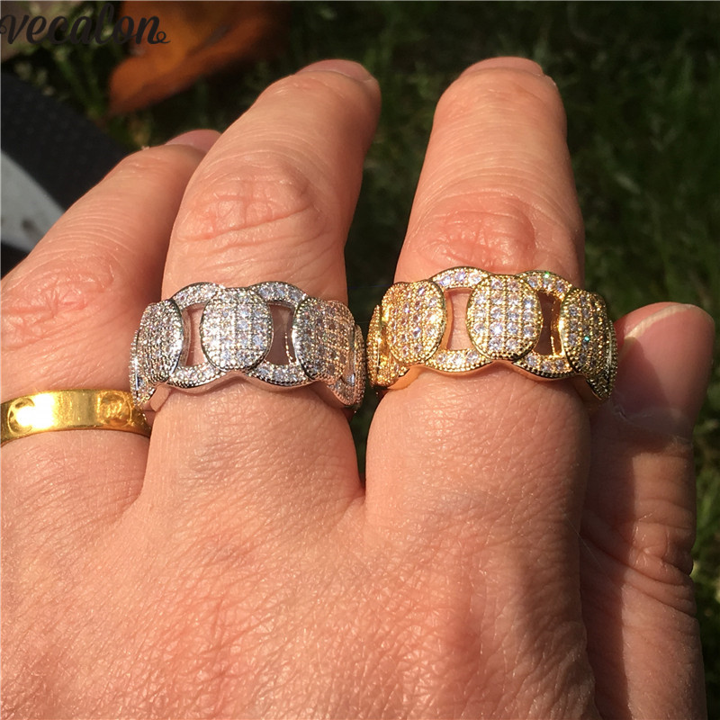 

Vecalon Luxury Hiphop Male ring 925 Sterling Silver Pave setting 5A Cz Party Wedding band rings For men Rock Fashion Jewelry