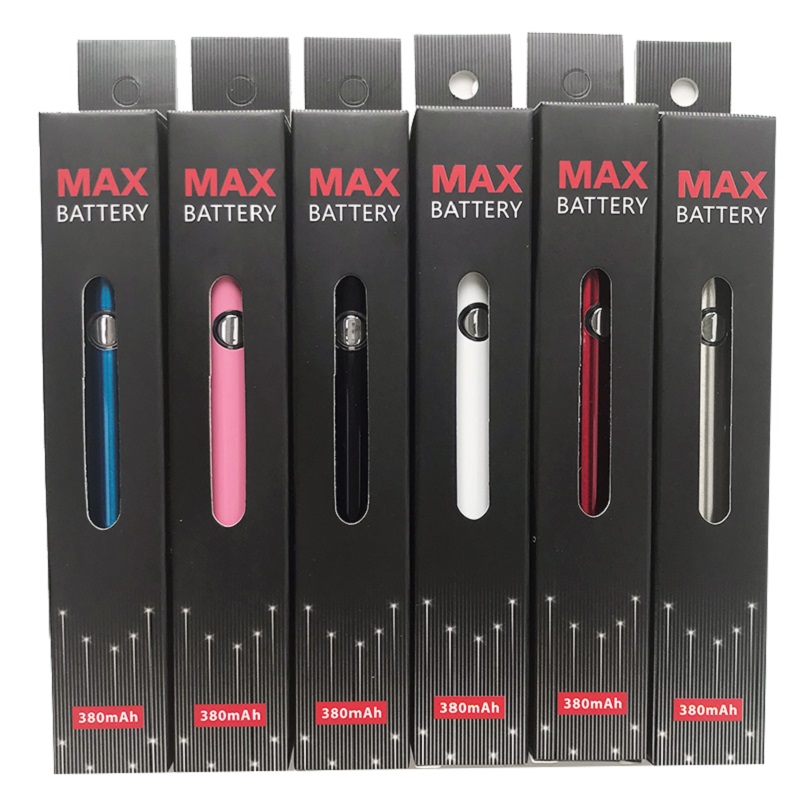 

Amigo Max Preheat Battery Variable Voltage VV Bottom Charge Adjustable 380mAh 510 Thread Batteries Vape Pen Battery For Thick Oil Cartridges