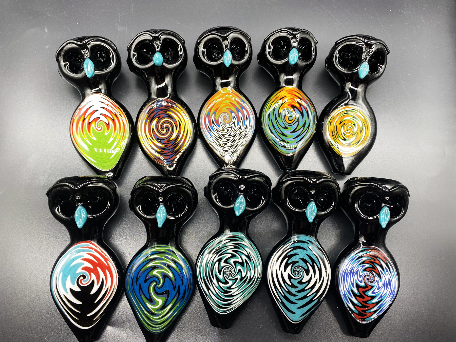 

Owl Style Hand Pipe Glass Smoking Pipes Super High-end Quality 4 2/5" 80g/pc Oil Burner USA STOCK! Factory Seller SP-103
