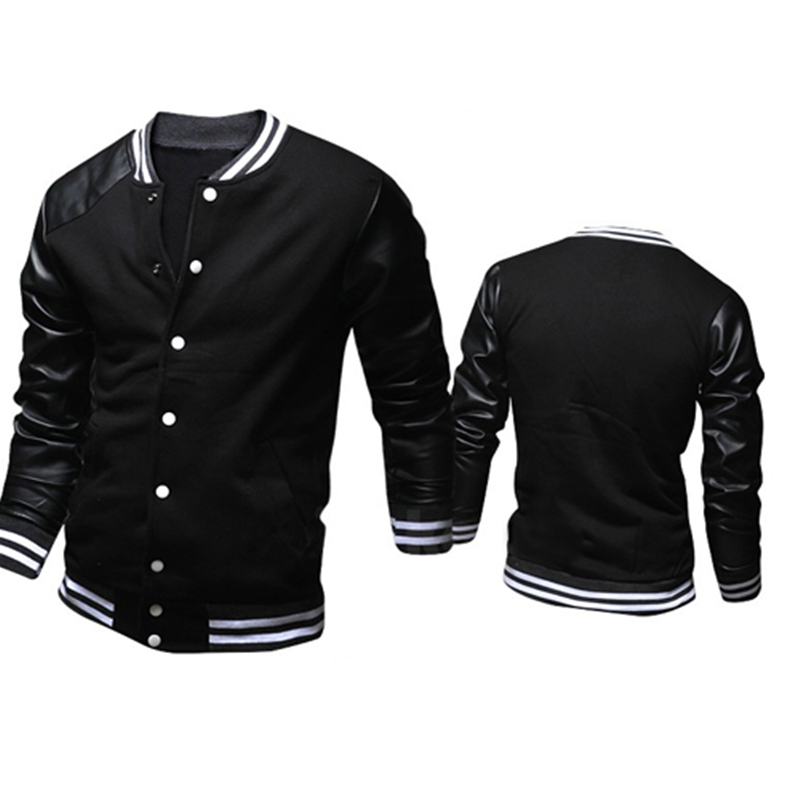

Cool College Baseball Jacket Men 2017 Fashion Design Black Pu Leather Sleeve Mens Slim Fit Sweatshirt Brand Veste Homme, White