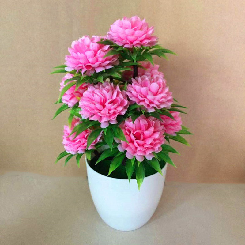 

10x20cm Artificial Potted Silk Chrysanthemum Flower Bonsai Plant Home Decoration, Red