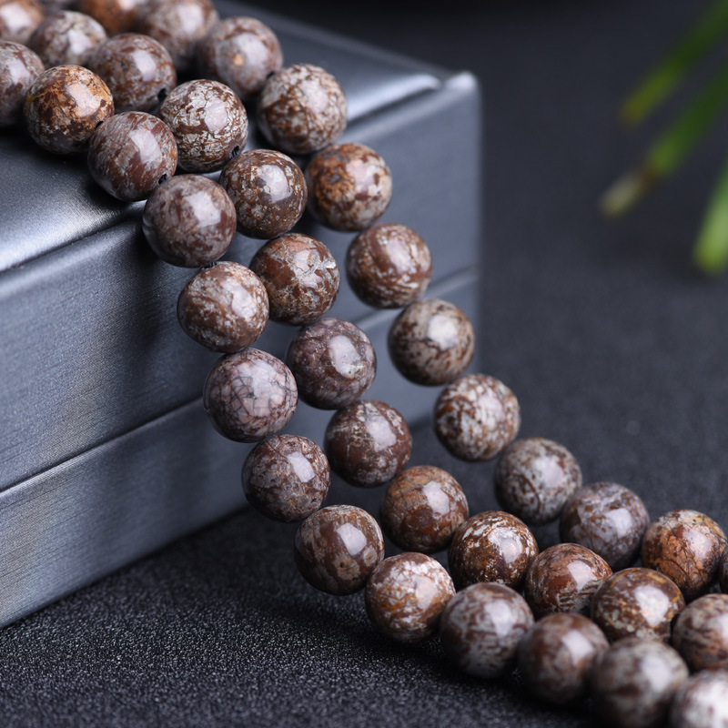 

Natural Coffee SnowFlake Stone Beads For Jewelry Making Round Loose Stone Beads 4/6/8/10MM DIY Accessories Strand 15''