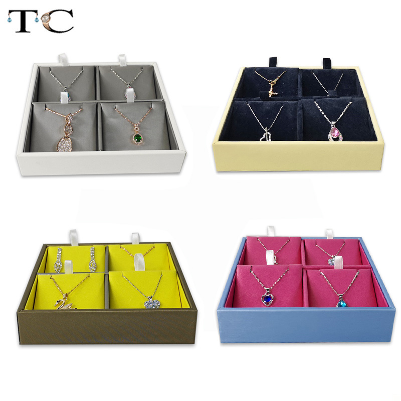 

PU Velvet Jewelry Display Case Necklace pendant Display Tray Portable Holder stud earrings Earrings Candy colors Storage Box