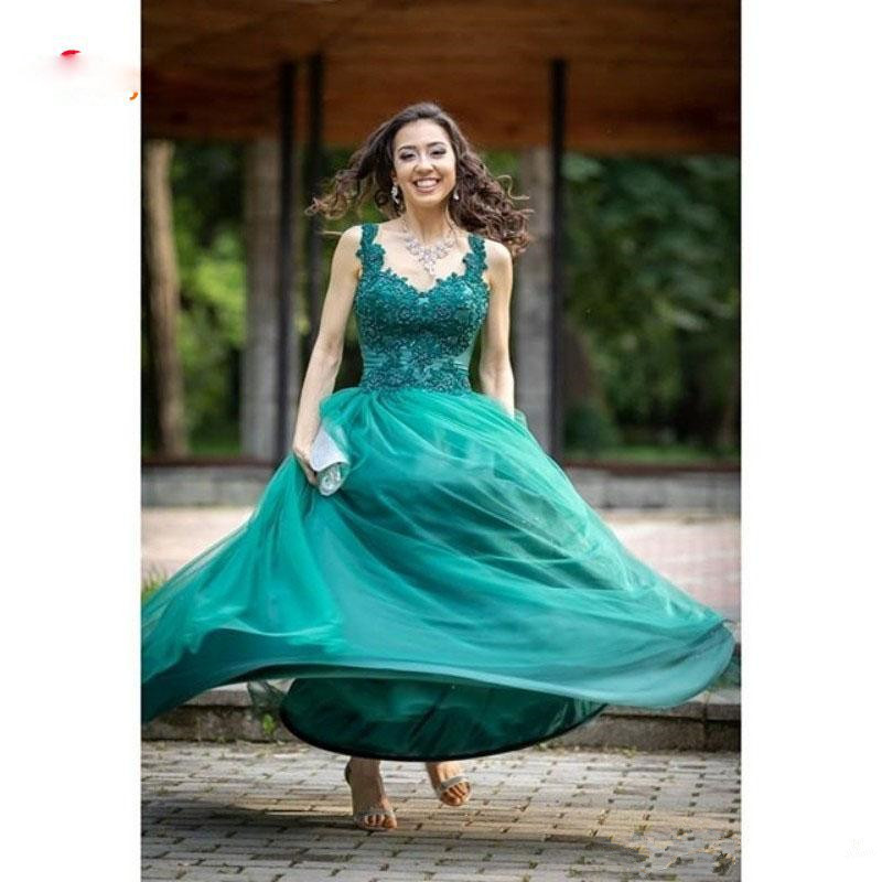 

Emerald Green Tulle Prom Dresses Sweetheart Appliques Beaded Stunning Evening Gowns A-Line Backless Graduation Party Dresses Wear A34, Red