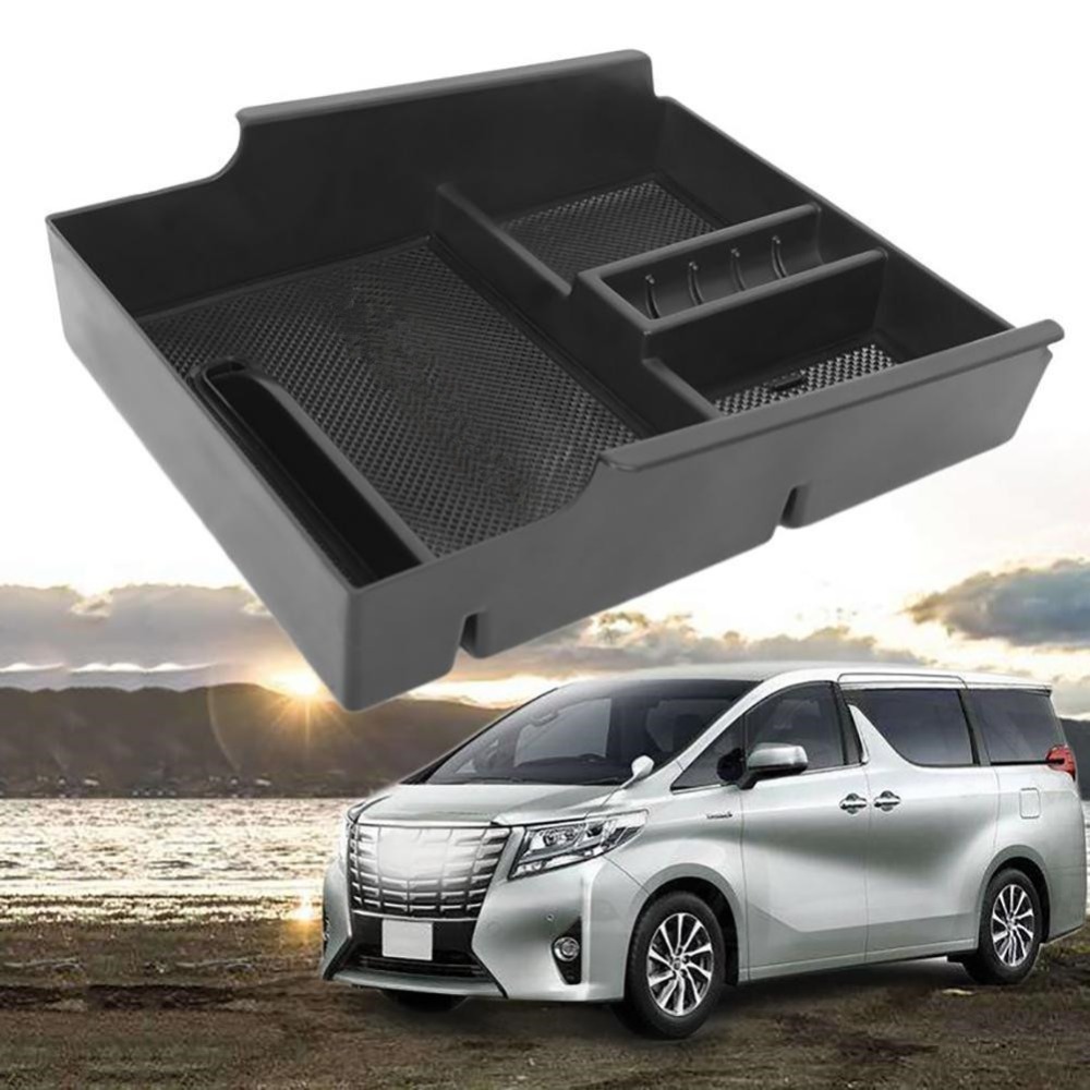 

Interior Styling Car Organizer Central Armrest Plastic Storage Box Container Tray 2016 2017 2018 For VELLFIRE 30 Alphard