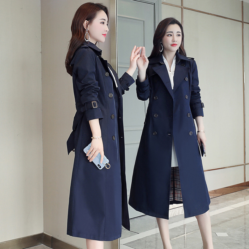 

Windbreaker Women' Long Spring Autumn New Mujer Fashion Double-breasted Temperament With Belt Ladies Autumn Trench Coats Z800, Khaki