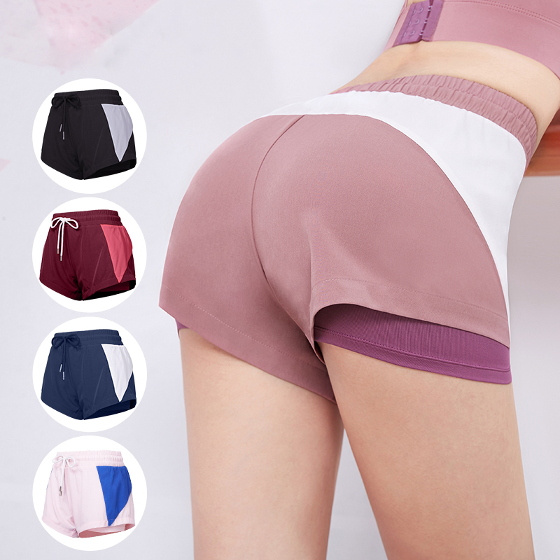 

2020 Summer Running Shorts Women 2 in 1 Yoga Shorts Quick Dry Fitness Training with Lining Ladies Cool Gym Sportswear, Fbk9017