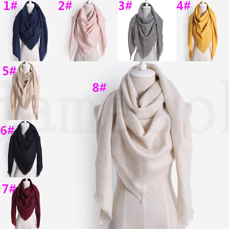 

New Fashion Winter Warm Triangle Scarf Women Pashmina Shawl Cashmere Plaid Scarves Blanket Shawls Solid Scarf Female Stole DA121