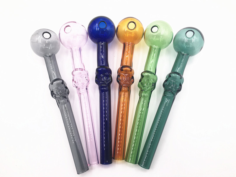 

Glass Smoking Hand Pipes Wax Oil Burners with Skull Head