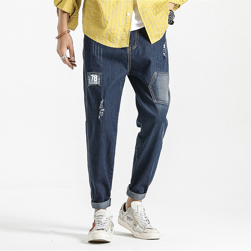 

Streetwear Men Jeans Pants Ripped Denim Blue Jeans for Men Scratched Casual Pant Hole Designer Brand Black Male Trousers