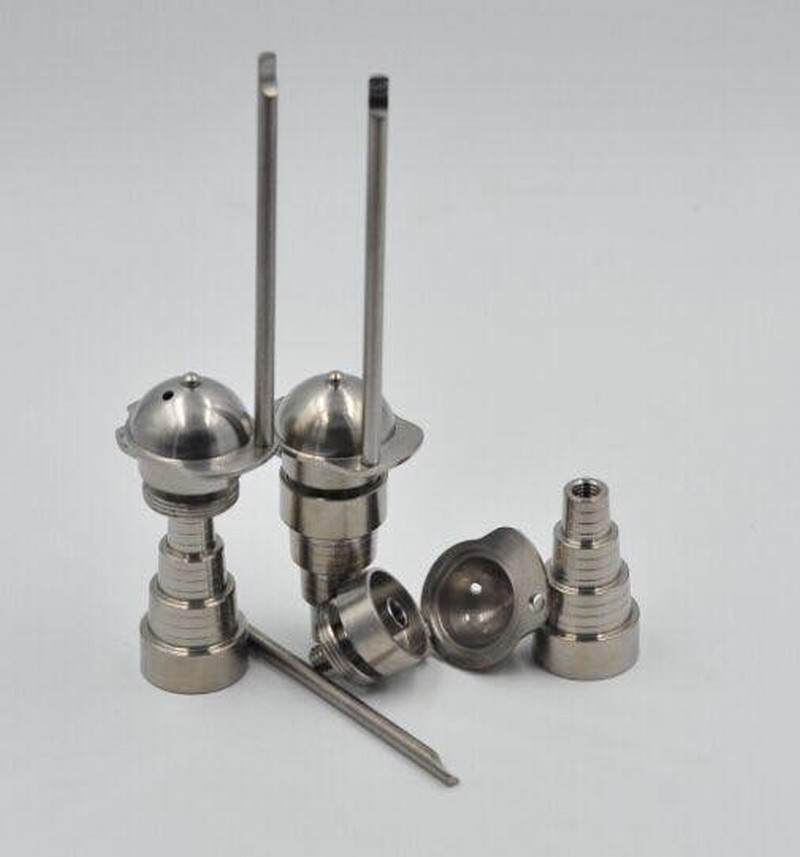 

6 in 1 Universal titanium nail male female bong 10mm 14mm 18mm smoking accessorie dabber tool with side baseball carb Cap