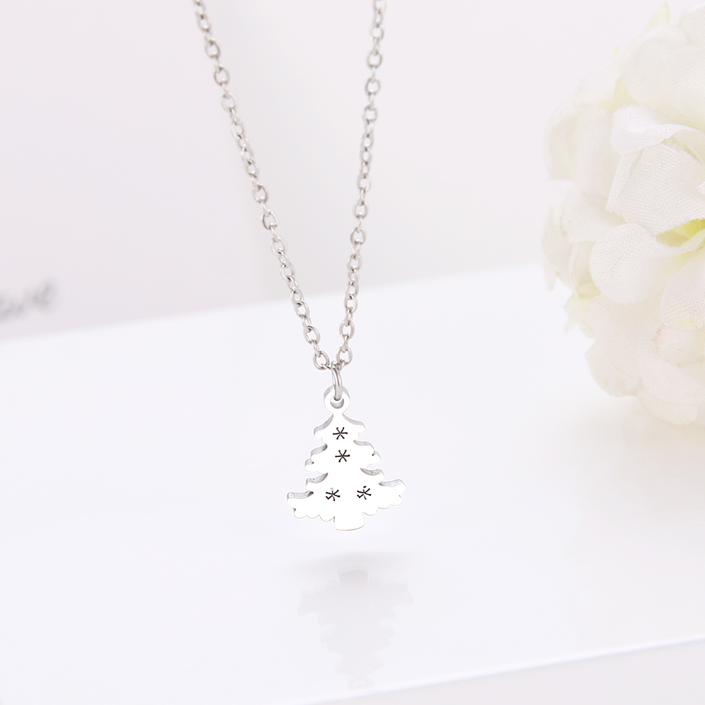 

High-quality Stainless Steel Necklaces Exquisite Christmas Tree Pendant Gold And Silver Color Pendant Necklace Engagement Jewelry Wedding