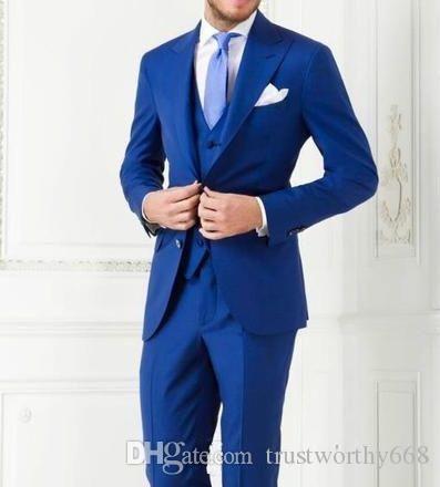 

Popular Two Buttons Groomsmen Peak Lapel Groom Tuxedos Men Suits Wedding/Prom Best Man Blazer ( Jacket+Pants+Vest+Tie) 639, Same as image