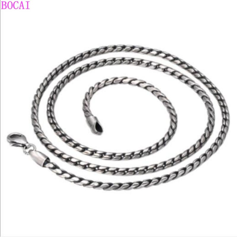 

s925 sterling silver men's and women's necklace fashion jewelry rope personality retro Thai silver collarbone Necklace