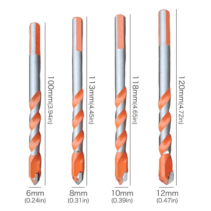 

6/8/10/12MM Multifunctional Triangle Drill Bit Set For Tile Concrete Brick Glass Plastic Wood Stone Triangle Drill Hand Tools