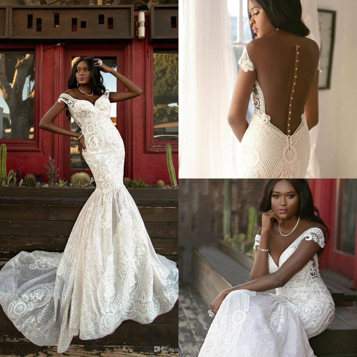 

2019 Plus Size Mermaid Wedding Dresses Off The Shoulder Lace Appliques Sweep Train Country Wedding Gowns Vestidos De Novia Bridal Dress, Red