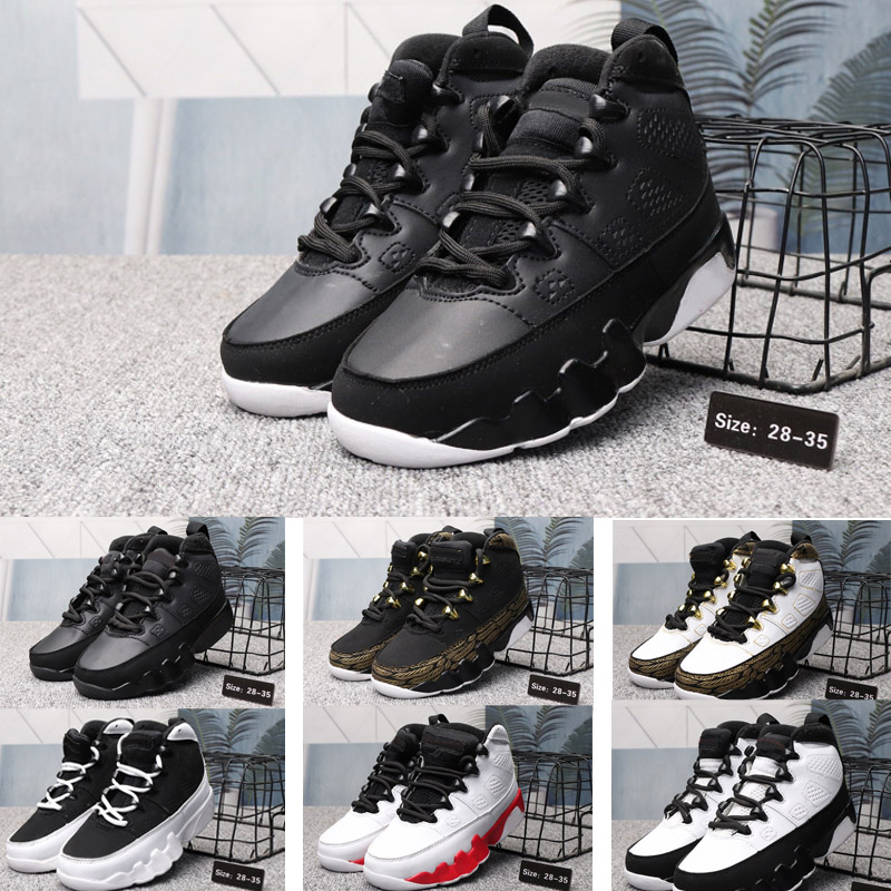 

2020 IX Mid High 9 9S Bred Children basketball shoes boy girl young kid sport Sneaker size 28-35, 003