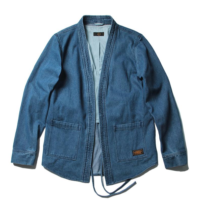 

2017 2018 fall winter hip hop japanese kimono style unisex men open stitch vintage denim jacket Promotion, Black