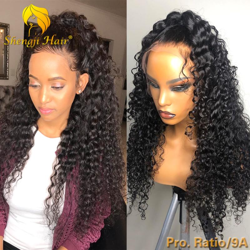 

4.5" 360 Lace Frontal Wig Pre Plucked With Baby Hair 6" 370 Brazilian Remy Lace Front Human Hair Wigs For Black Women Curly Wig, Natural color