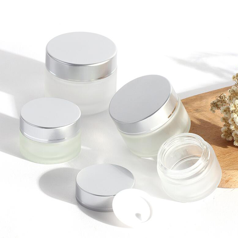 

Hot sale 5G/10G/20G/30G/50G Frosted Glass Cream Jar Cosmetic Container Cosmetic Jars Silver Lid Glass Bottle 6pcs/lot