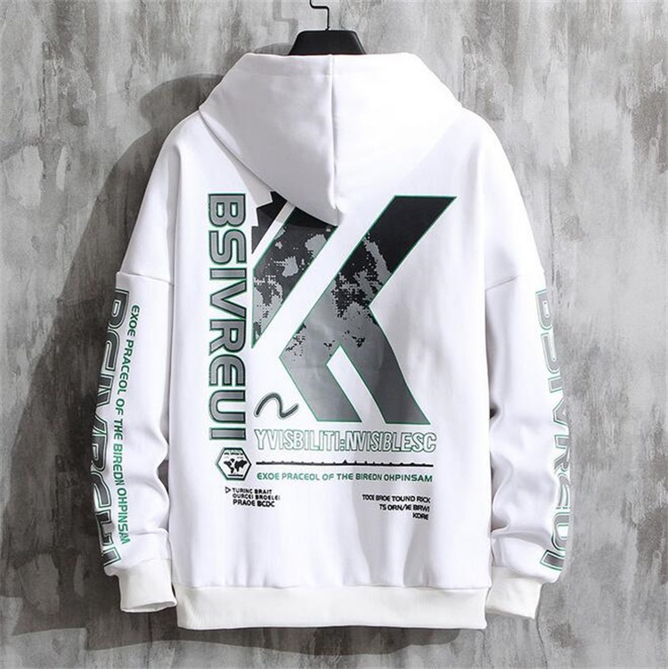 

Spring 2020 new Korean trend sweater hooded fashion embroidery men's long-sleeved T-shirt hooded sweater men's hoodie, White