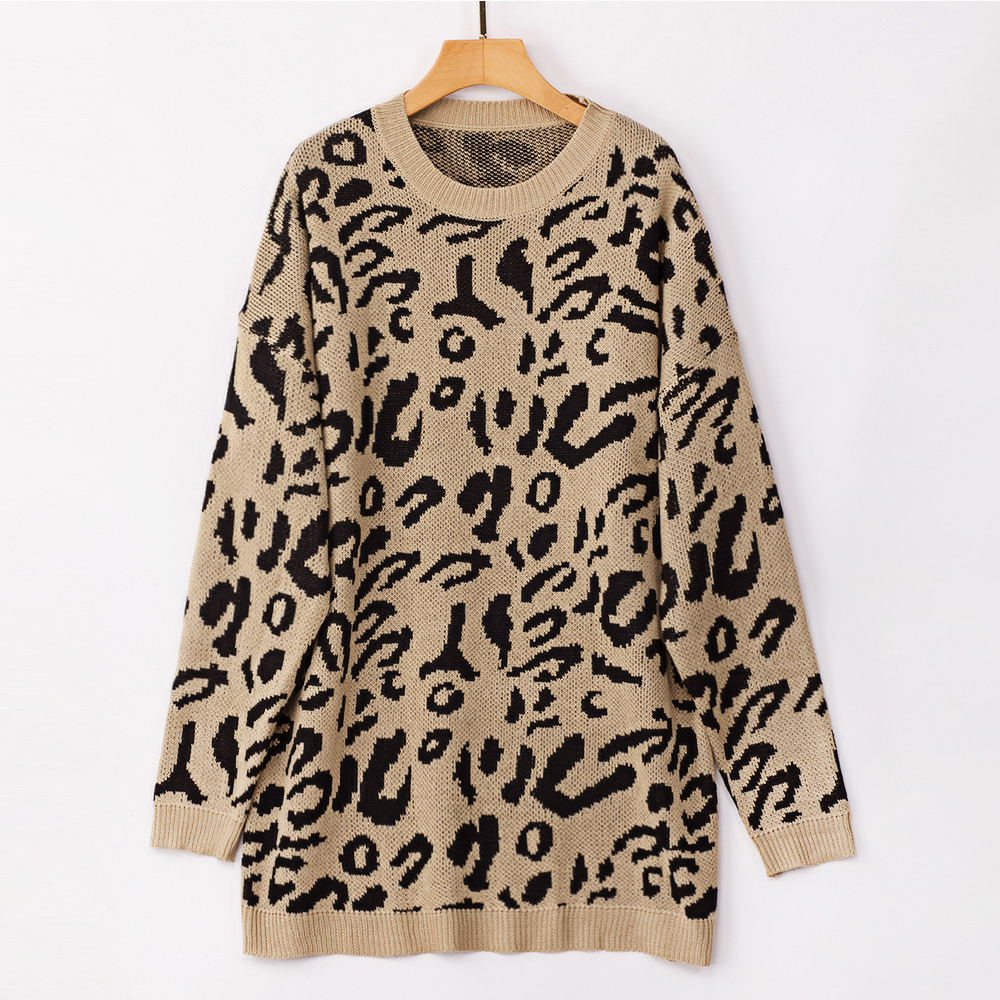 

Korean Fashion Jumper Autumn Winter Women Sweaters Forefair Leopard Casual Oversize Knitted Long Sleeve Mujer Female Tricot Jersey Jumper, Army green