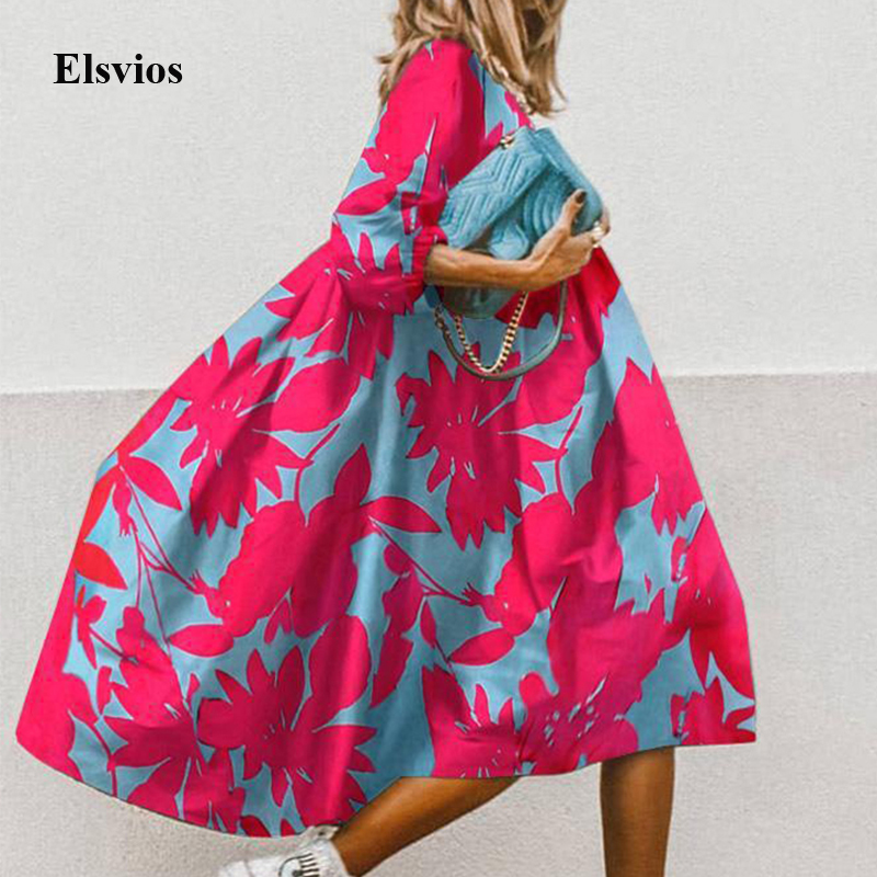 

Summer Floral Leopard Print Half Sleeve Dress Women Casual O Neck Loose A-Line Dress Retro Elegant Female Party Vestidos, Solid green