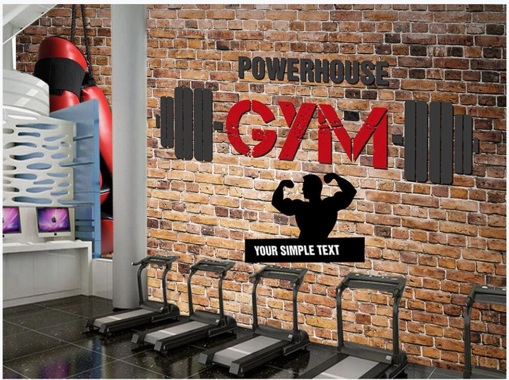 

WDBH 3d wallpaer custom photo mural Brick wall sports gym image tv background on the wall home decor living room wallpaper for walls 3 d, Non-woven