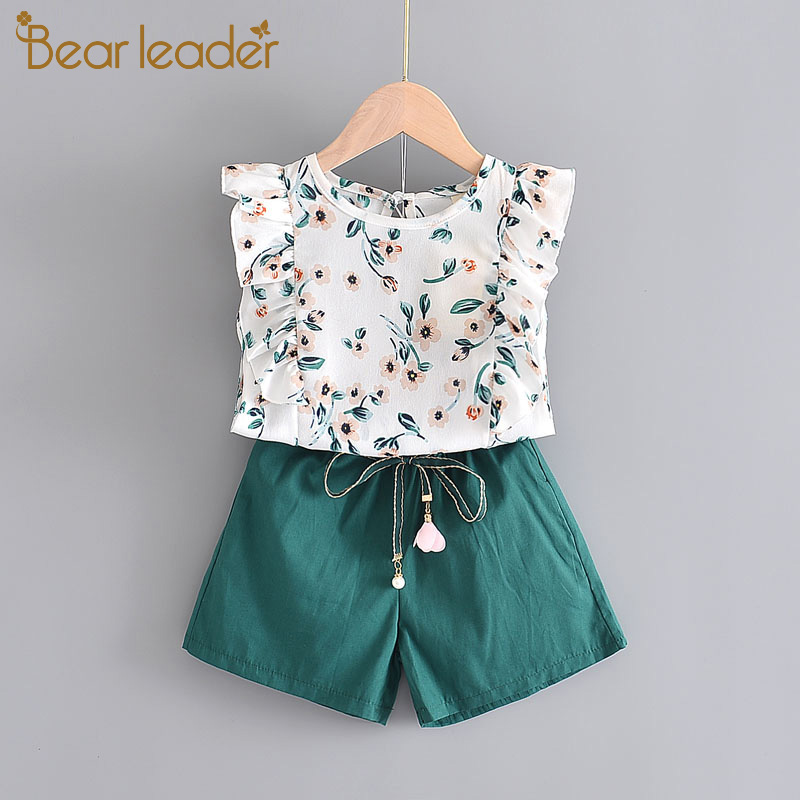 

Bear Leader Girls Floral Clothing Sets 2020 New Summer Kids Flowers Vest and Pants 2Pcs Outfits Girl Sweet Children Costume 3 7Y, Az2121 white