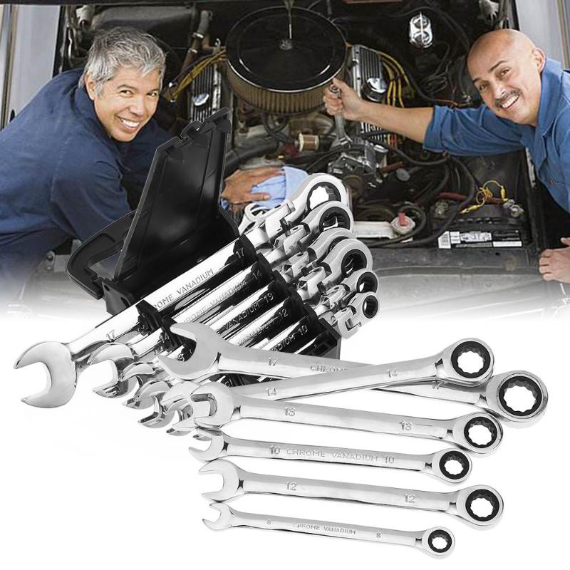 

6pcs CRV Steel 72 Teeth Ratchet Wrench Set Dual Use Spanners Tools Kit