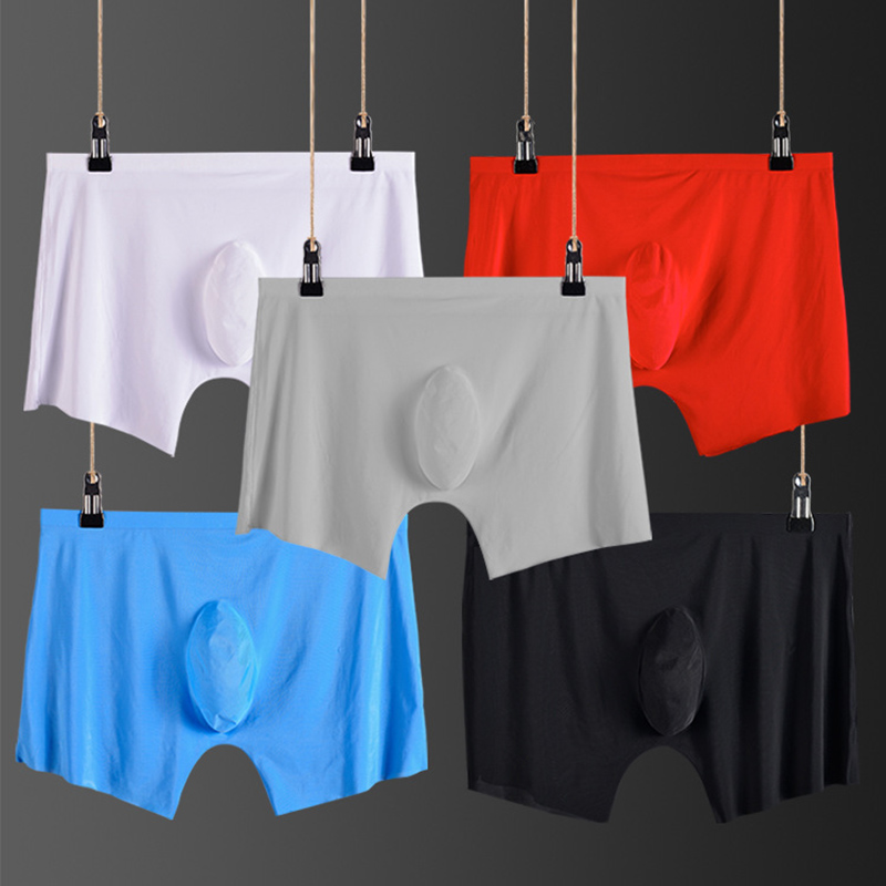 

Mens Traceless Ices Silk Underwear Boxer Shorts Ultra-thin Transparent Underpants NFE99, Gray