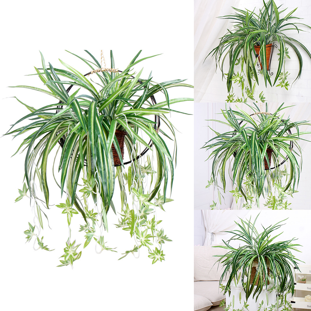 

2PCS Climbing Plants Fake Indoor Wall Flower Outside Artificial Trailing Grass Hanging Ferns Simulation Greenery Decor Basket, As pic