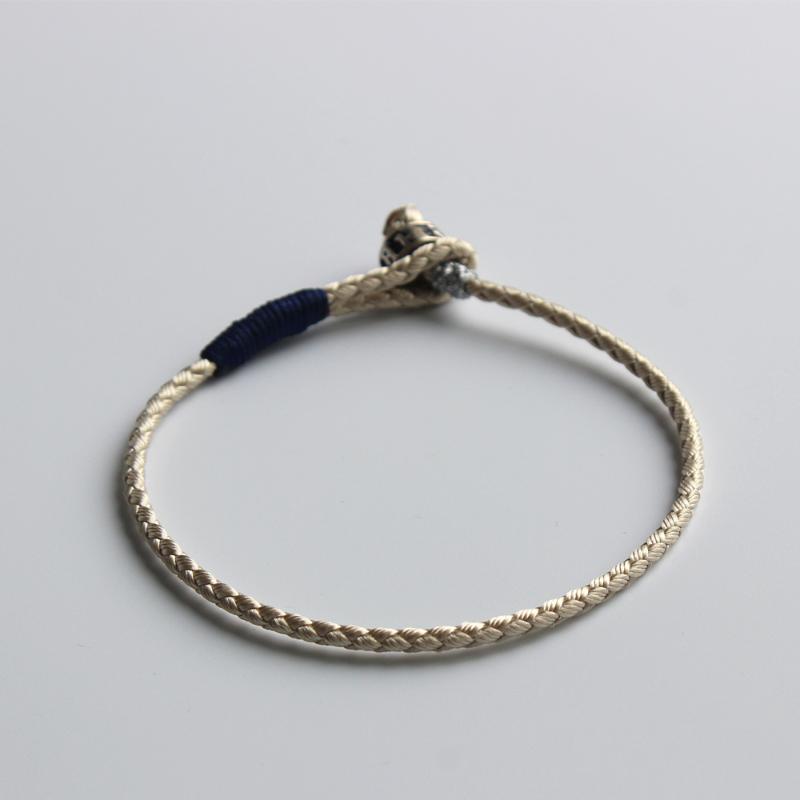 

Tibetan Buddhist Handbraided Knots Lucky Rope Six True Mantra Sign Charm Bracelet Thin Bangle Original Handmade Blessed Jewelry