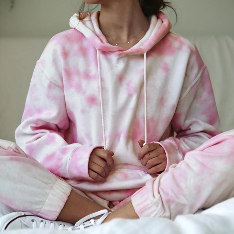 

2020 Spring Autumn Tracksuit Women 2 Piece Set Loose Comfortable Simple Style Tie Dye Print Long Sleeve Casual Suit Clothes #3, Multi