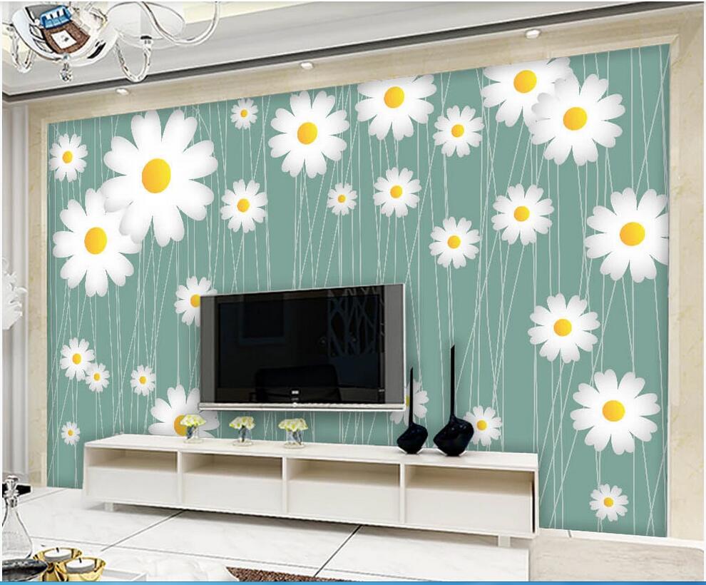 

WDBH 3d wallpaper custom photo Modern minimalist pastoral small chrysanthemum art background wall home decor 3d wall wallpaper for walls, Non-woven wallpaper