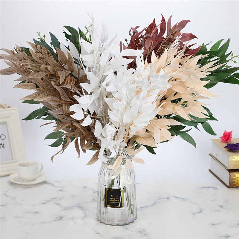 

Artificial willow bouquet silk fake leaves green faux foliage home wedding decoration plant jungle party Arrangement