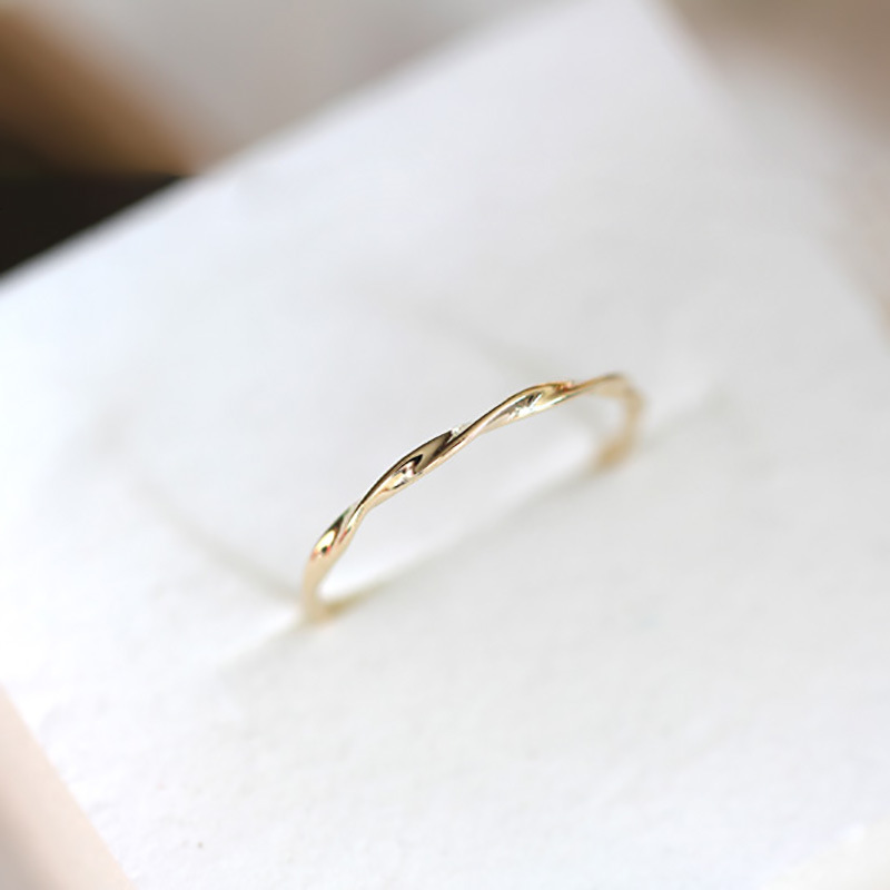 

Ring Small Young New Concise Mori Student Ornaments Manual Mill Finish Wave Ring