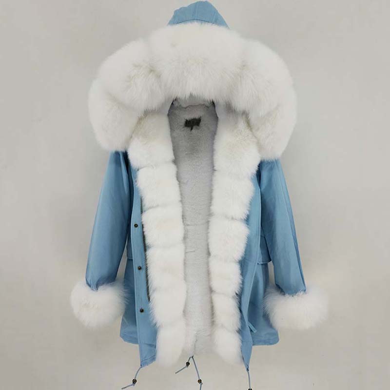 

2019 New Fashion winter women's parka faux fur lining real fur collar hooded long parka thicken warm, Threshold 2