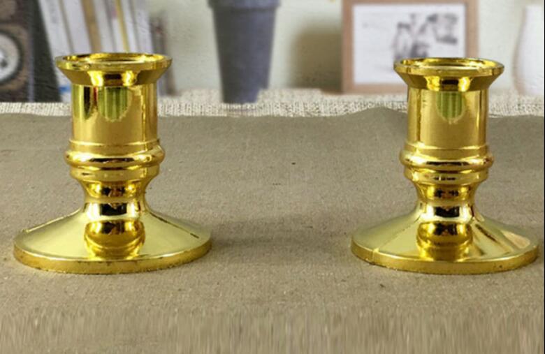 Gold, 6pcs 6pcs Candle Holder Gold Plated Candle Base Holder Pillar Candlestick Stand for Electronic Candles Tapers Christmas Party Home Decor