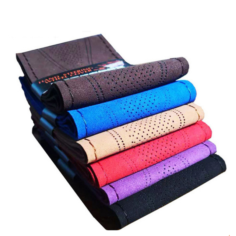 

DIY Hand-Stitched Steering Wheel Covers Microfiber Leather Car Styling Covers Non-Slip Car Cover Universal Auto Accessories