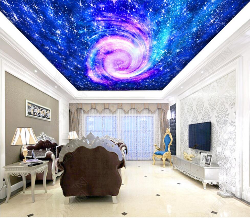 

3d ceiling murals wallpaper custom photo non-woven 3d wall murals wallpaper for walls Beautiful dreamy romantic starry sky zenith mural, Sky blue