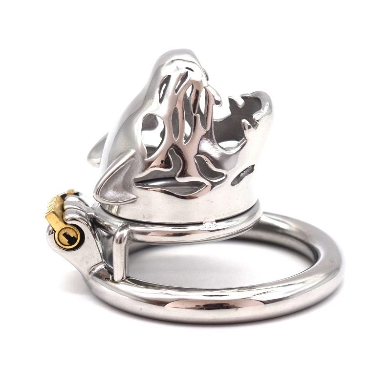 

Male Tiger Shape Chastity Cage Men's Short Stainless Steel Locking Belt Device Small Sexy Toys DoctorMonalisa CC241